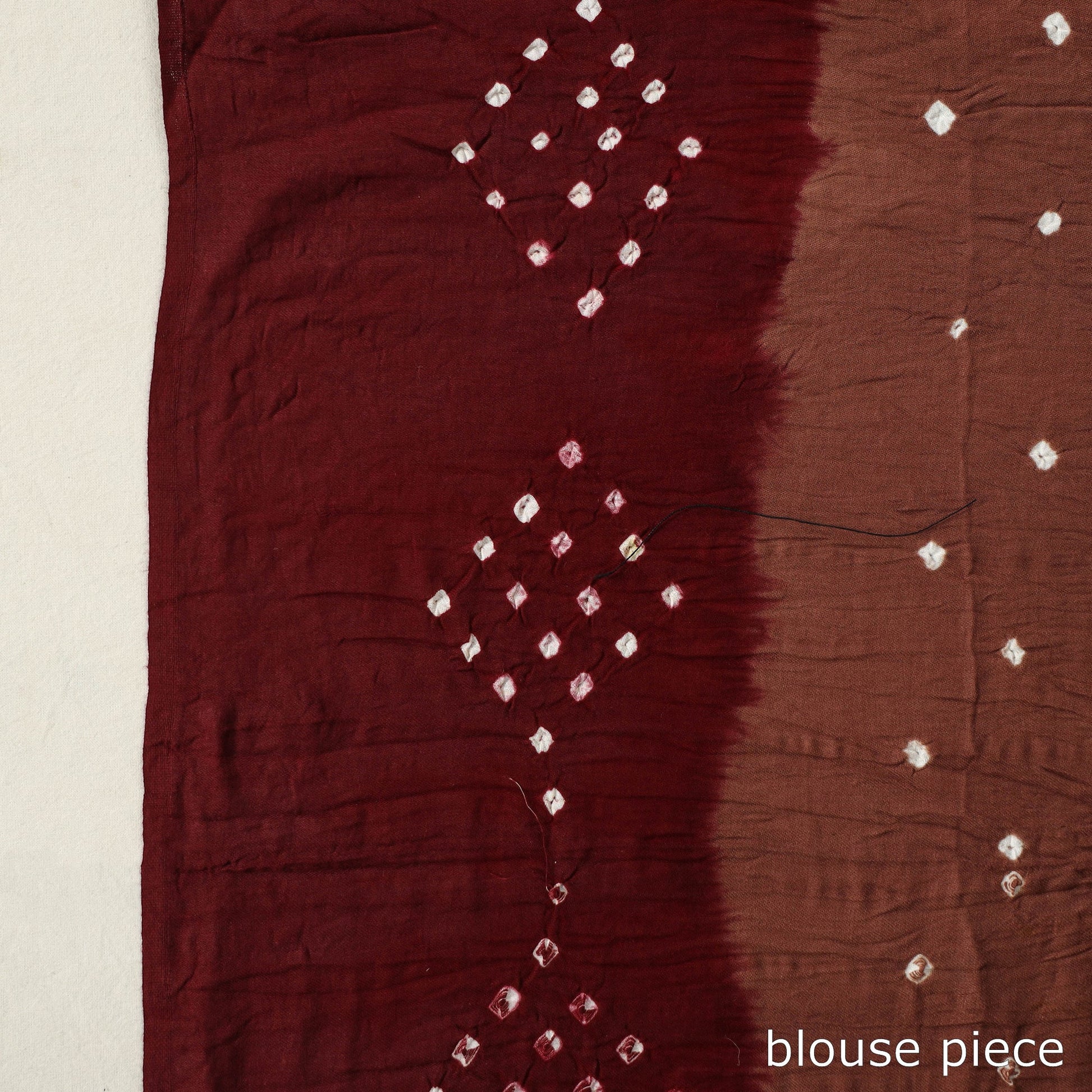 Brown - Kutch Tie-Dye Cotton Bandhani Saree with Blouse Piece 10