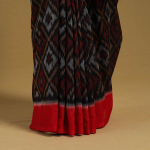 Black - Telia Rumal Handloom Cotton Pochampally Double Ikat Saree 13