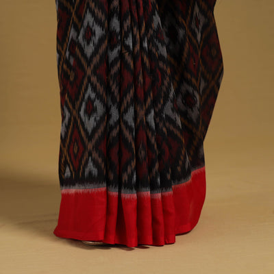 Black - Telia Rumal Handloom Cotton Pochampally Double Ikat Saree 13