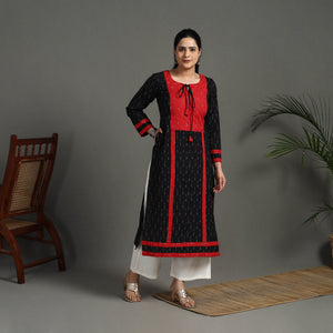 Black - Cotton Straight Pochampally Ikat Kurta 01