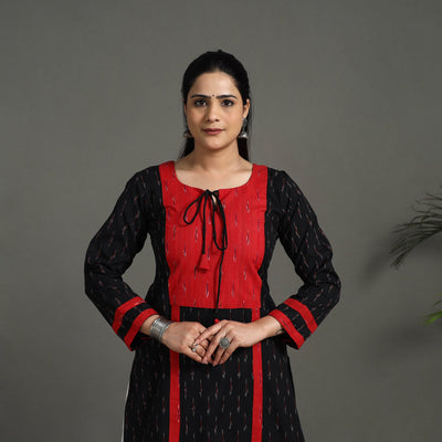 Black - Cotton Straight Pochampally Ikat Kurta 01