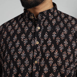 Ajrakh Block Printed Cotton Men Long Kurta 10