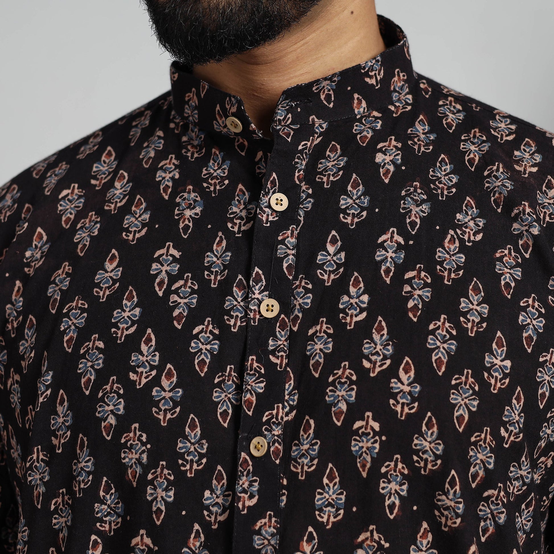Ajrakh Block Printed Cotton Men Long Kurta 10