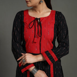 Black - Cotton Straight Pochampally Ikat Kurta 01