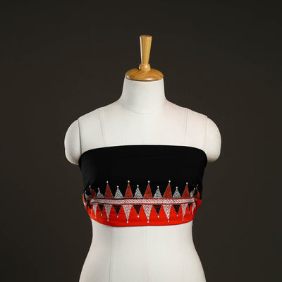 Black - Cotton Bengal Kantha Work Blouse Piece 25
