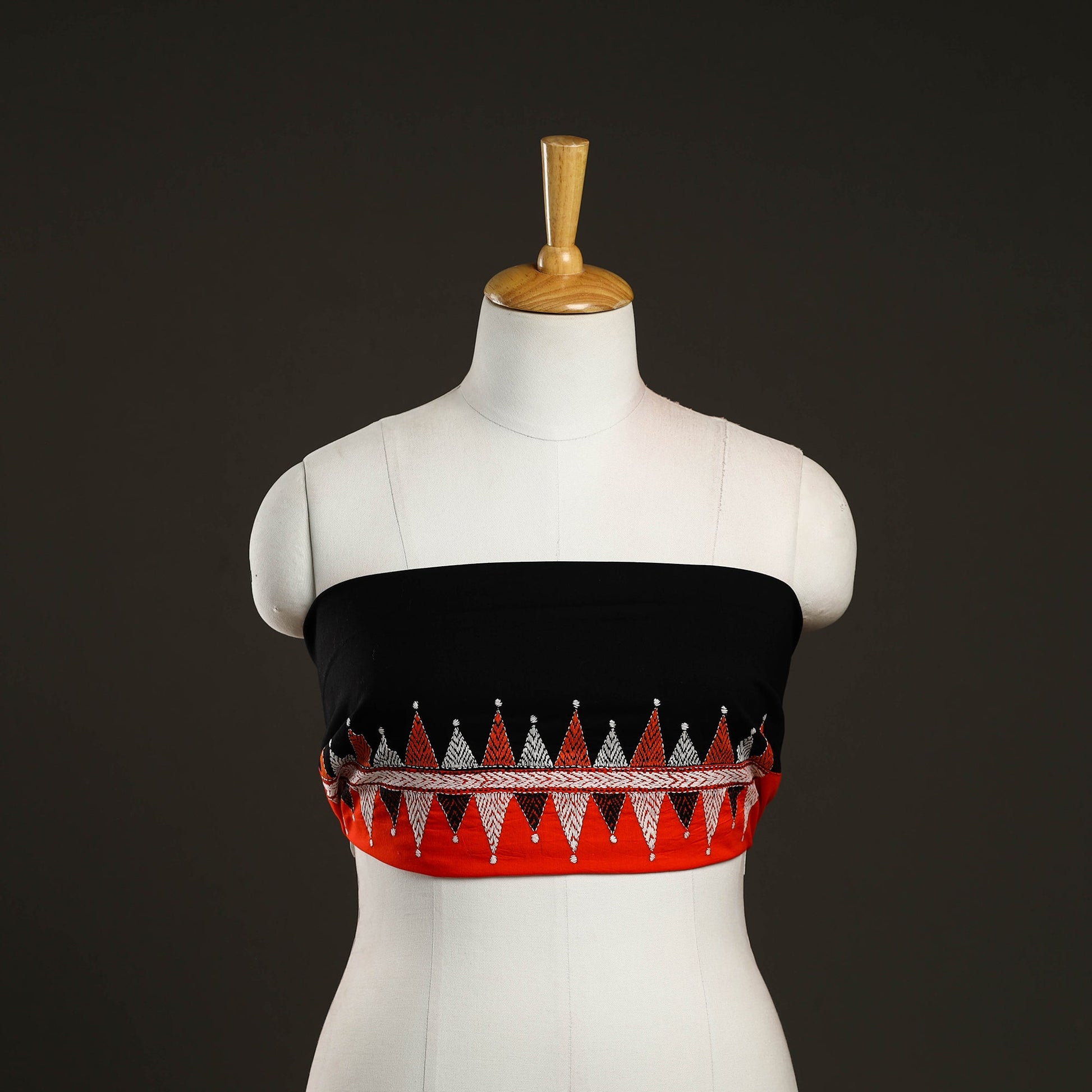 Black - Cotton Bengal Kantha Work Blouse Piece 25