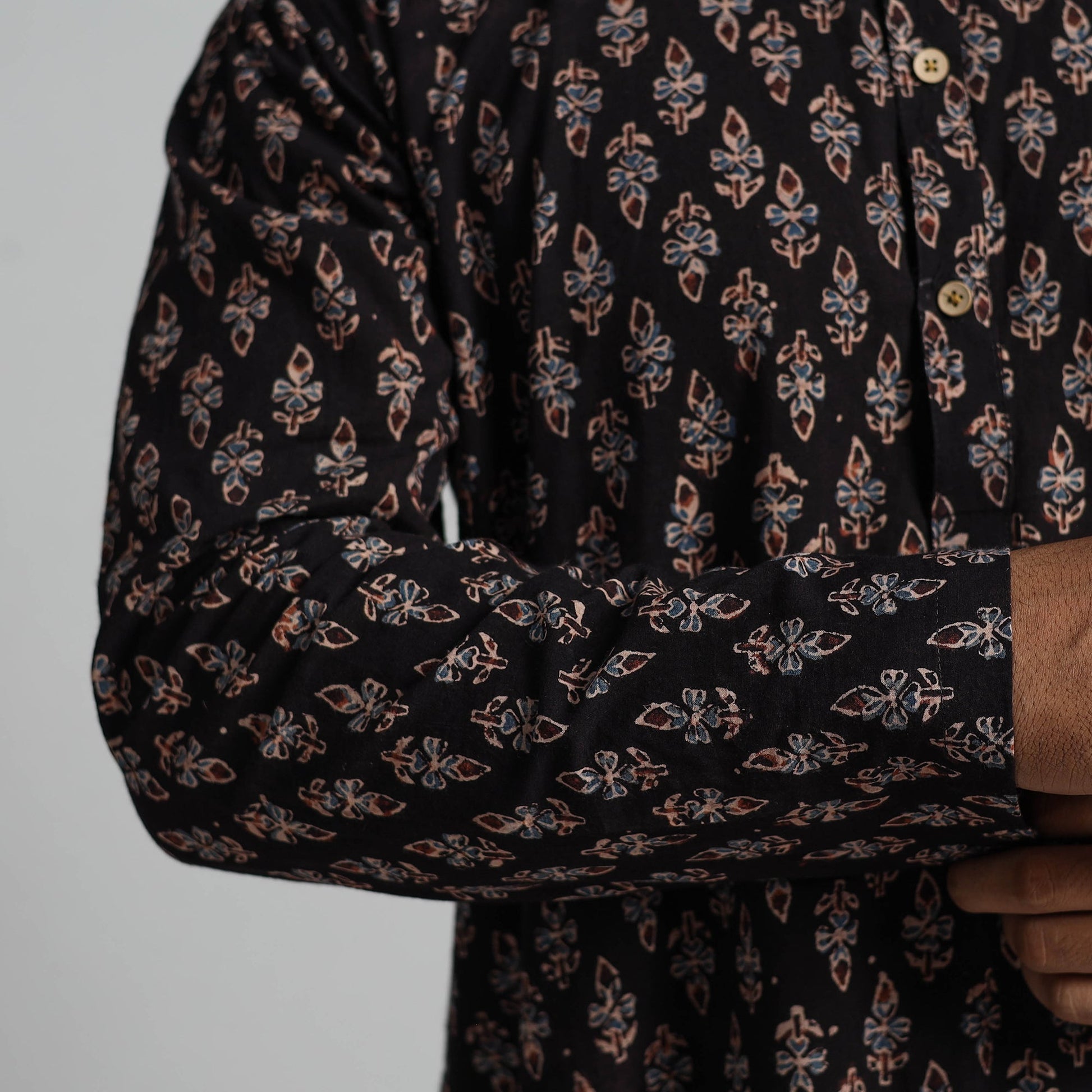Ajrakh Block Printed Cotton Men Long Kurta 10