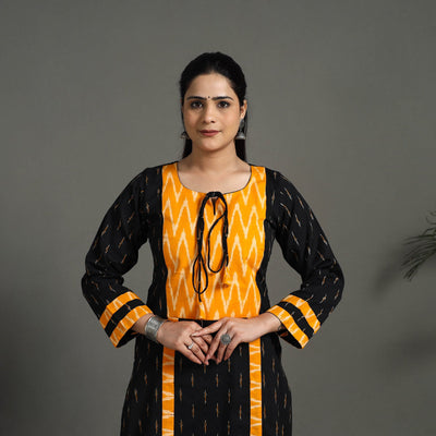 Black - Cotton Straight Pochampally Ikat Kurta 02