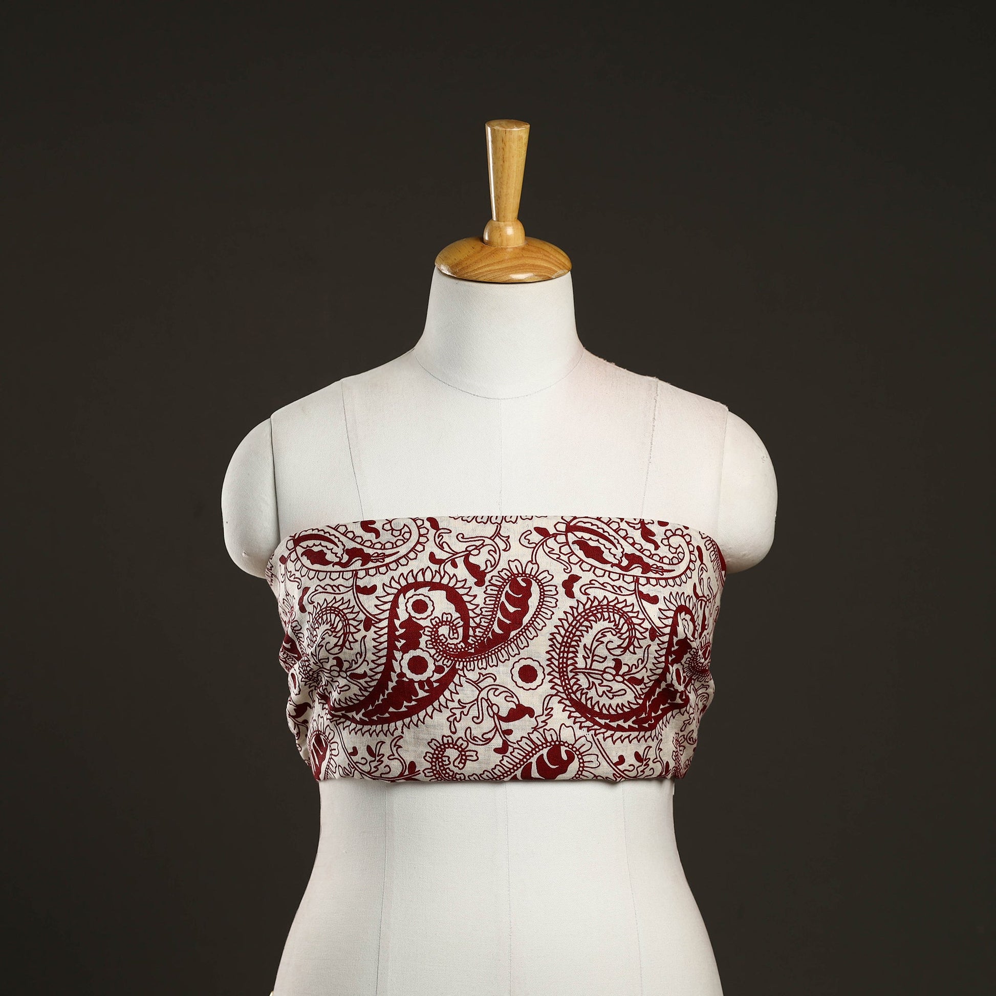 Brown - Block Print Handloom Pure Linen Blouse Piece 28