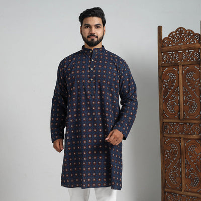 Ajrakh Block Printed Cotton Men Long Kurta 12