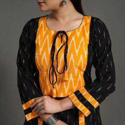 Black - Cotton Straight Pochampally Ikat Kurta 02