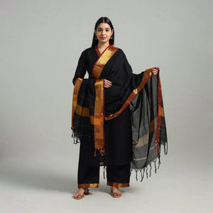 Black - Cotton Dharwad Kurta Set with Palazzo & Dupatta 07