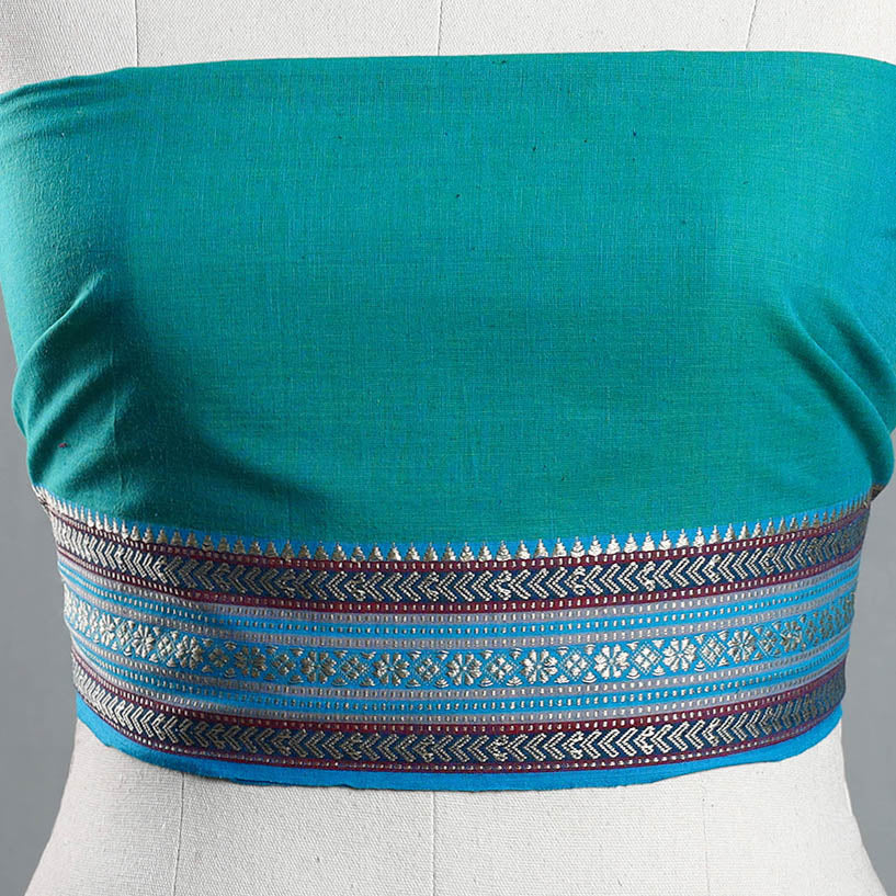 Blue - Green - Dharwad Cotton Blouse Piece 92