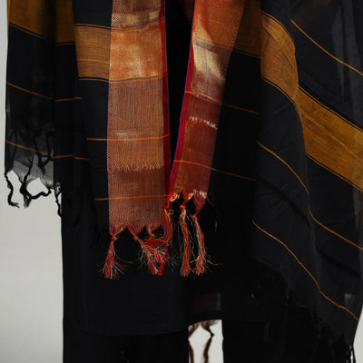 Black - Cotton Dharwad Kurta Set with Palazzo & Dupatta 07
