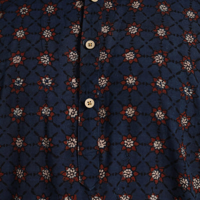 Ajrakh Block Printed Cotton Men Long Kurta 12