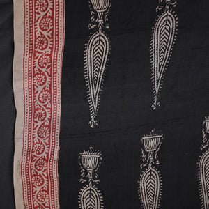 Black - Mulberry Silk Bagh Print Fabric 07