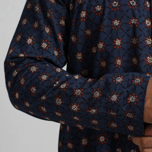 Ajrakh Block Printed Cotton Men Long Kurta 12