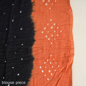 Black - Kutch Tie-Dye Cotton Bandhani Saree with Blouse Piece 12