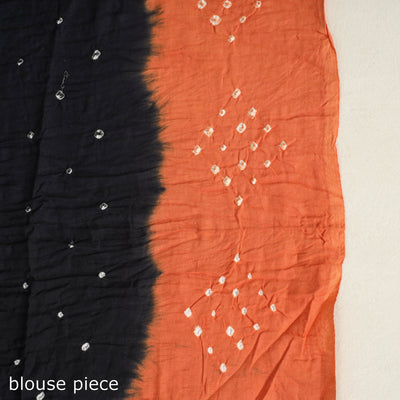 Black - Kutch Tie-Dye Cotton Bandhani Saree with Blouse Piece 12