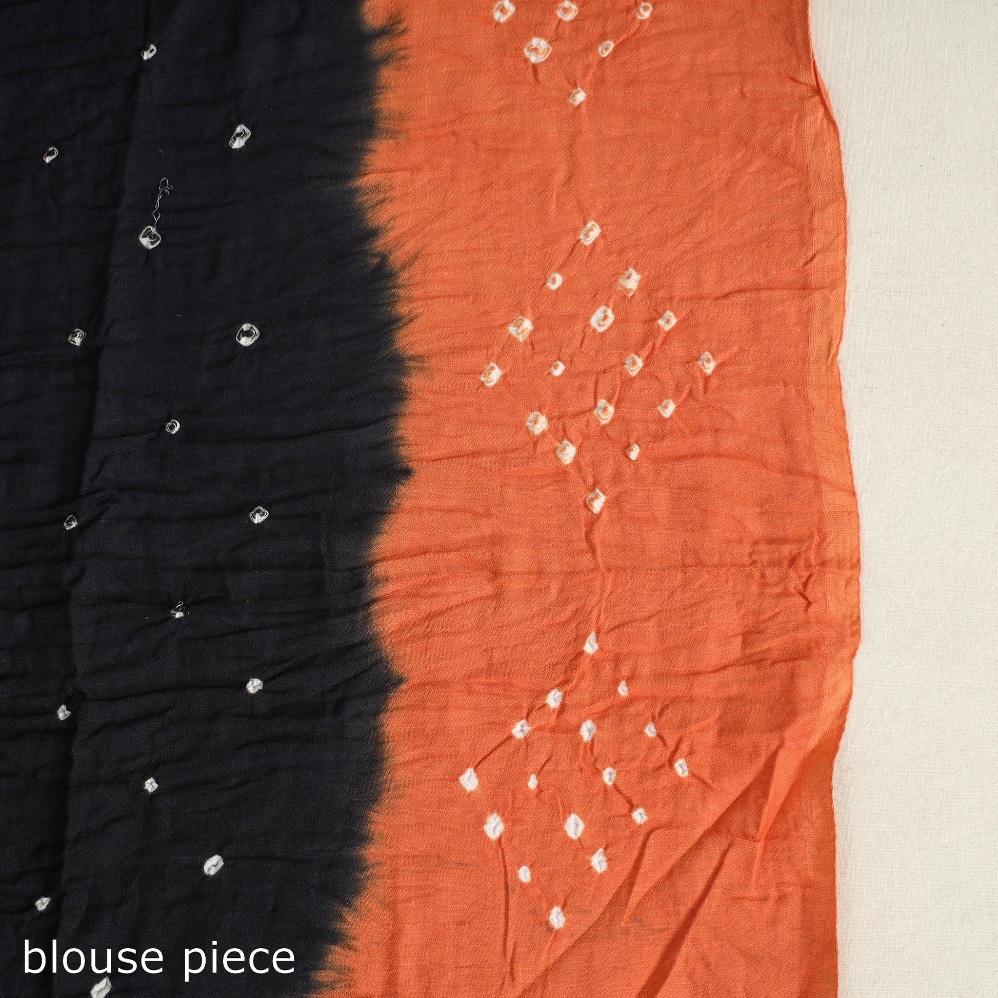 Black - Kutch Tie-Dye Cotton Bandhani Saree with Blouse Piece 12