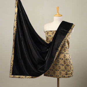 Beige - 3pc Modal Silk Ajrakh Print Kurta with Plain Dupatta 03