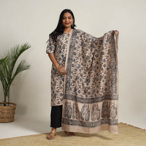 Beige - Block Printed Cotton Kalamkari Kurta Set 06