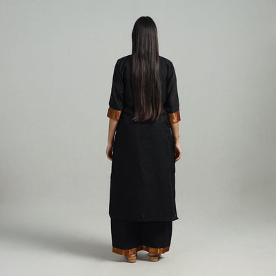 Black - Cotton Dharwad Kurta Set with Palazzo & Dupatta 07