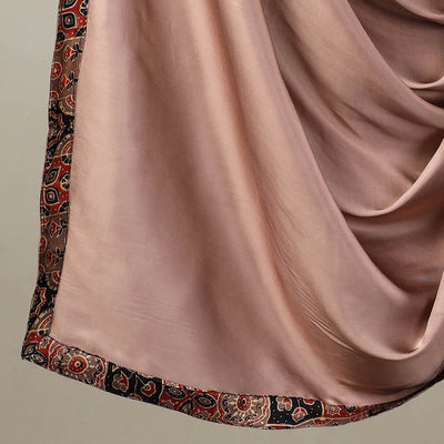 Brown - 3pc Modal Silk Ajrakh Print Kurta with Plain Dupatta 06