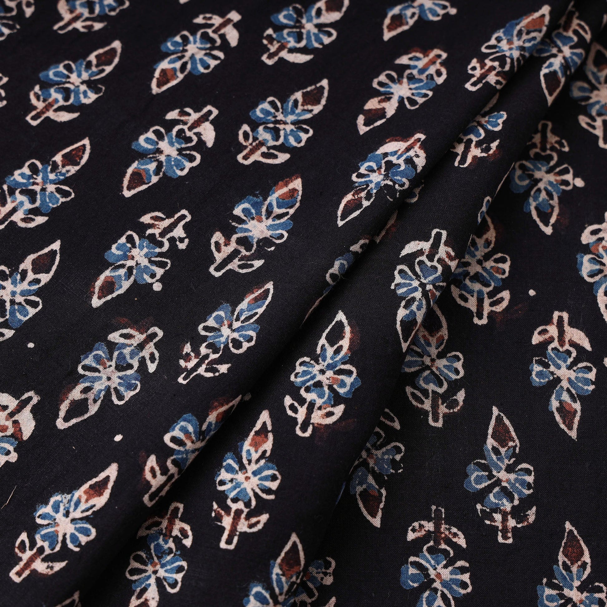 Black - Ajrakh Hand Block Printed Cotton Fabric 18