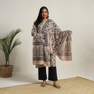Beige - Block Printed Cotton Kalamkari Kurta Set 06