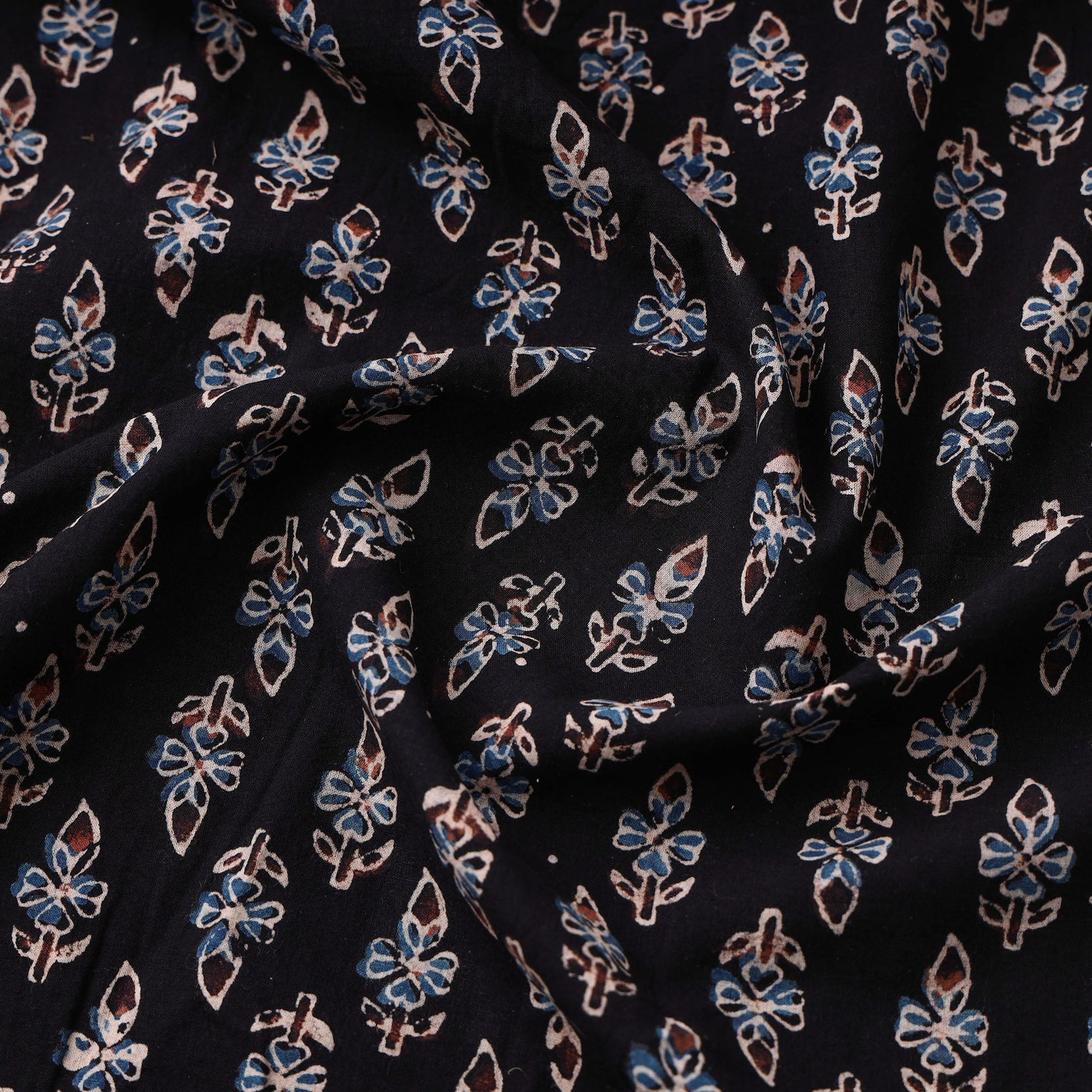Black - Ajrakh Hand Block Printed Cotton Fabric 18