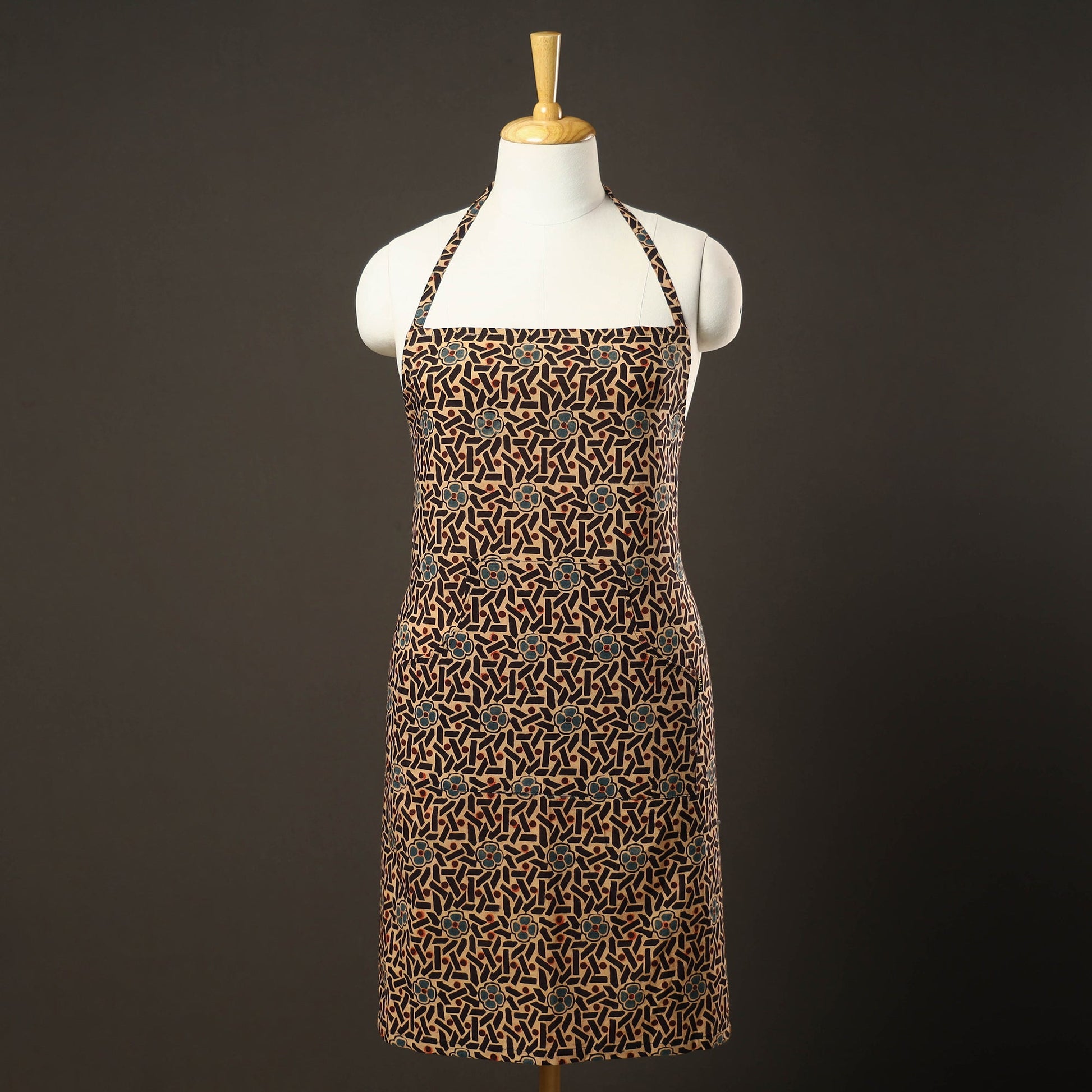 Ajrakh Block Printed Cotton Apron with Pocket 20