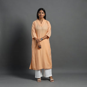 Anam Peach Merino Woolen Kurta