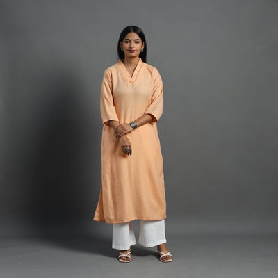 Anam Peach Merino Woolen Kurta