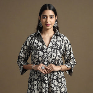 Black - Bagru Hand Block Printed Cotton Straight Kurta
