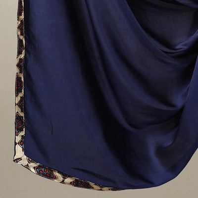 Beige - 3pc Modal Silk Ajrakh Print Kurta with Plain Dupatta 07