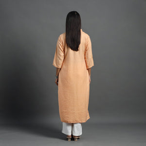 Anam Peach Merino Woolen Kurta