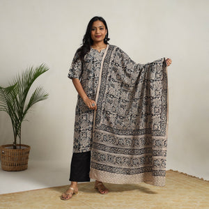 Black - Block Printed Cotton Kalamkari Kurta Set 07