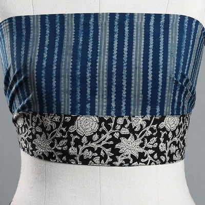 Blue - Akola Block Printed Cotton Blouse Piece 104