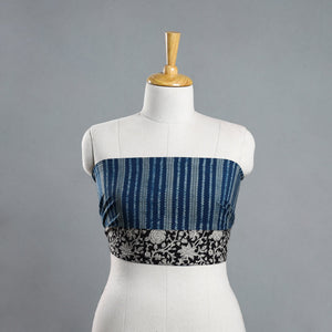 Blue - Akola Block Printed Cotton Blouse Piece 104