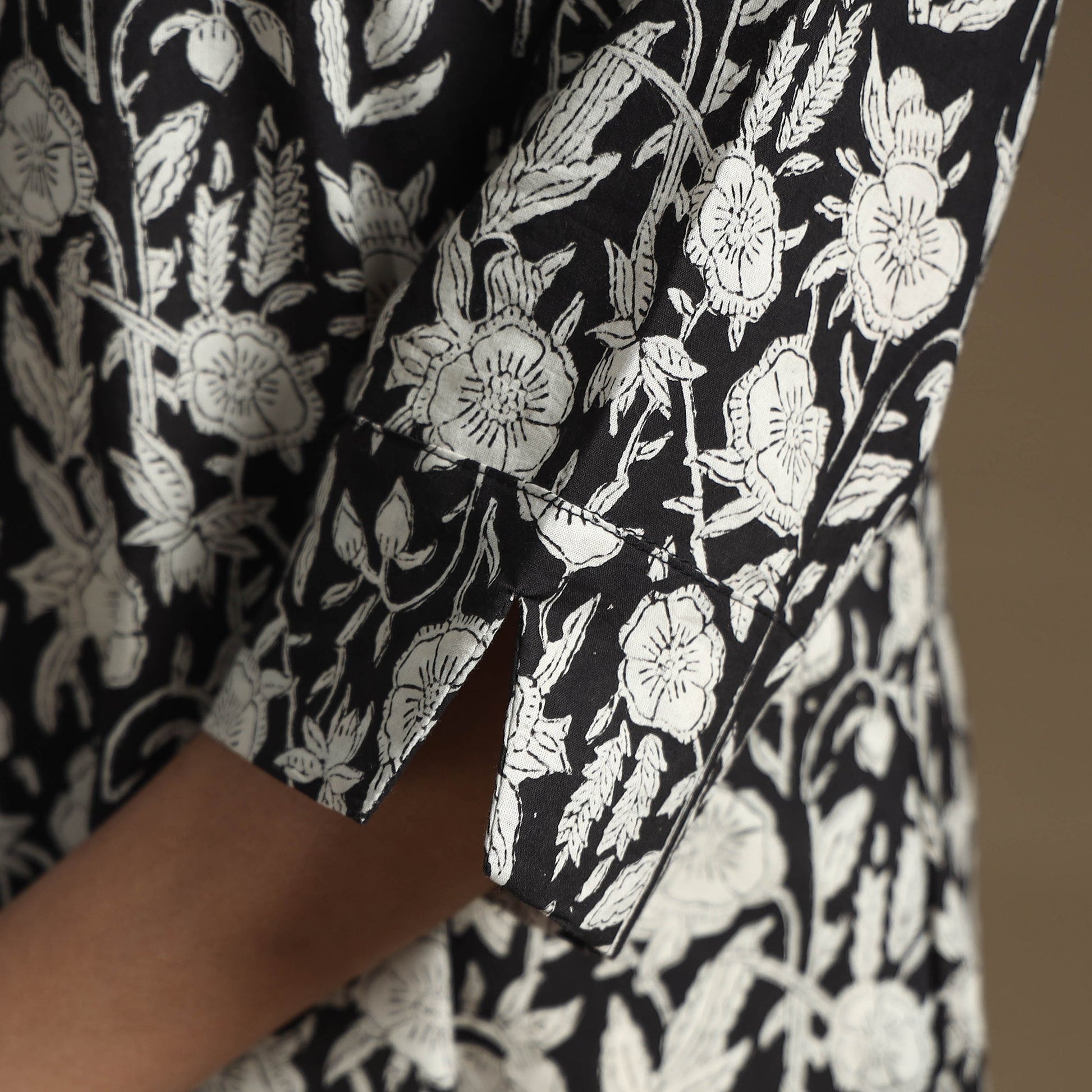 Black - Bagru Hand Block Printed Cotton Straight Kurta