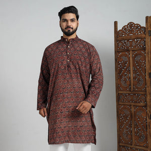 Ajrakh Block Printed Cotton Men Long Kurta 14