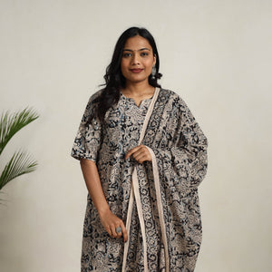 Black - Block Printed Cotton Kalamkari Kurta Set 07