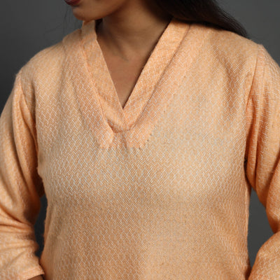 Anam Peach Merino Woolen Kurta