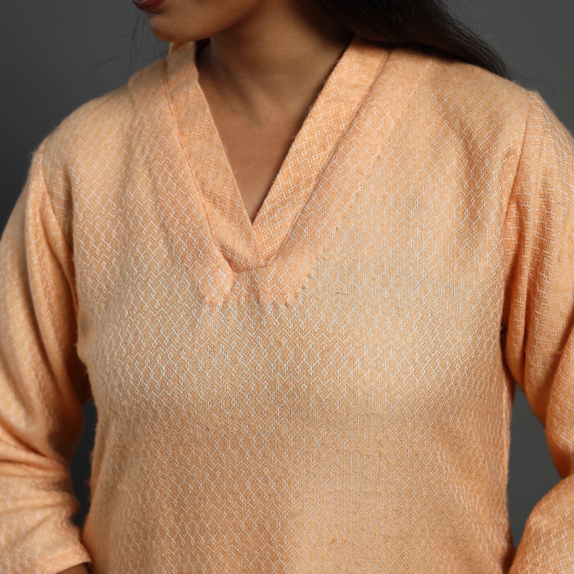 Anam Peach Merino Woolen Kurta