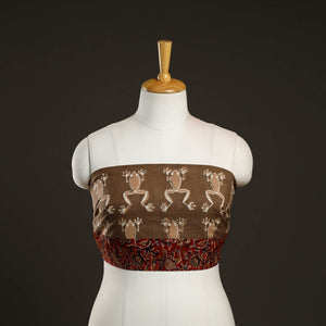 Brown - Cotton Akola Block Print Blouse Piece 42