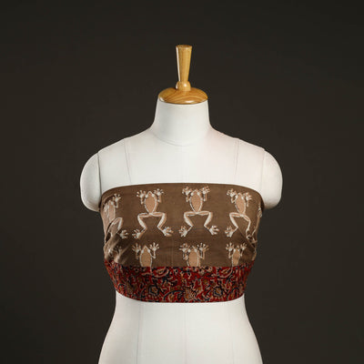 Brown - Cotton Akola Block Print Blouse Piece 42