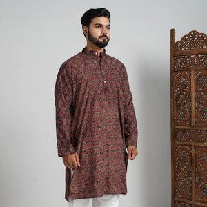Ajrakh Block Printed Cotton Men Long Kurta 14
