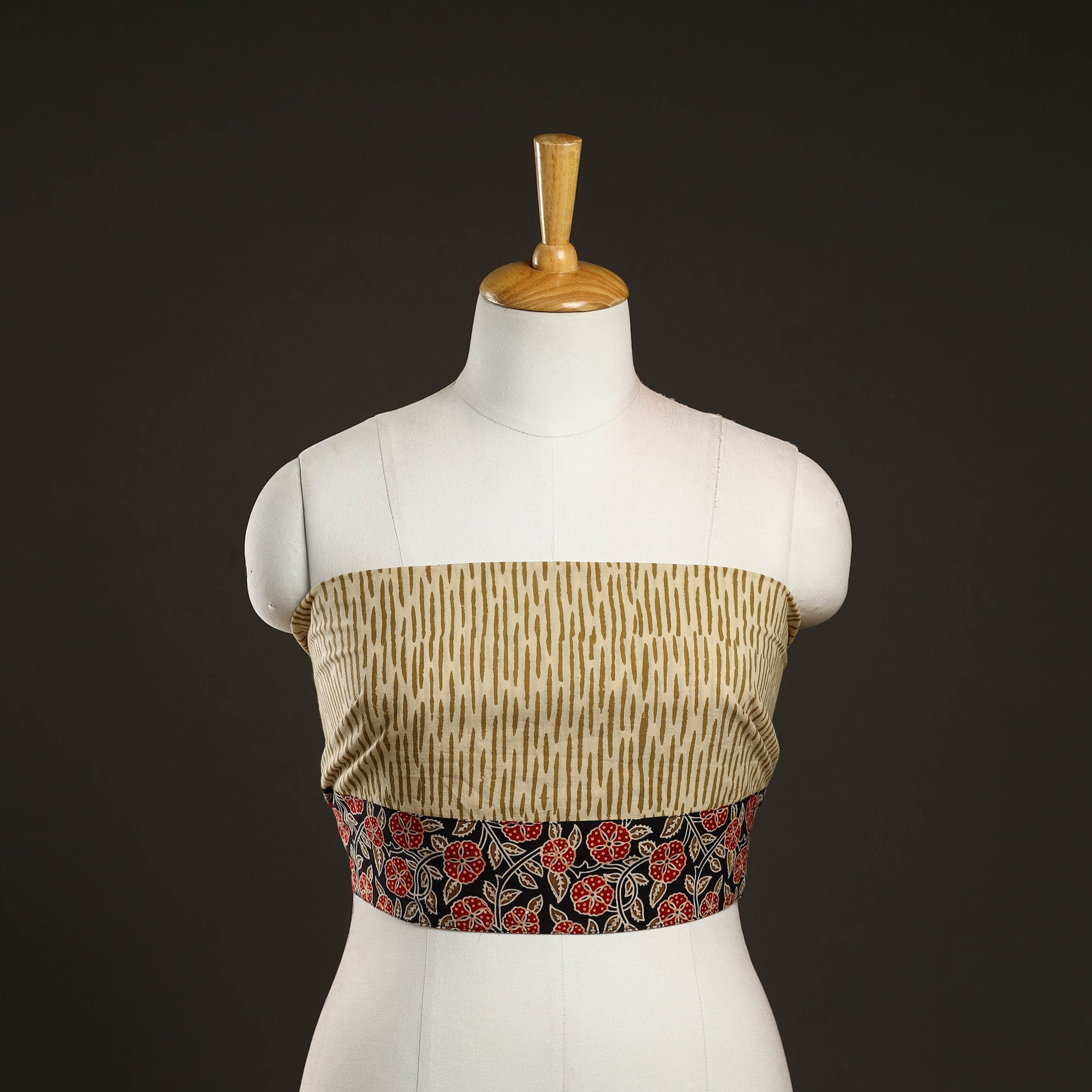 Beige - Cotton Akola Block Print Blouse Piece 44