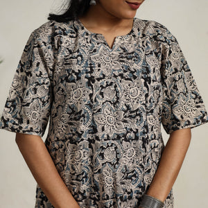 Black - Block Printed Cotton Kalamkari Kurta Set 07